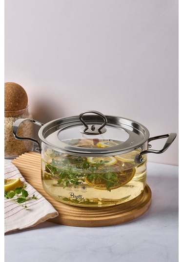 Perotti Cam Tencere 3,5 Lt Logan Silver 20x14 Cm 17645 Şeffaf