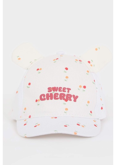 DeFacto Kız Bebek Baskılı Pamuklu Cap Şapka D8386A525SMWT1 Beyaz
