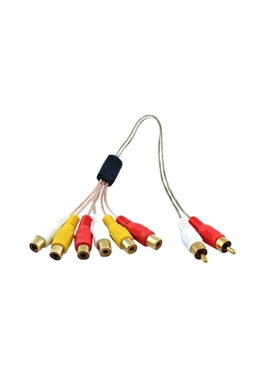 Powermaster 2 RCA Erkek / 6 RCA Dişi 60 CM Şeffaf Ara Kablo
