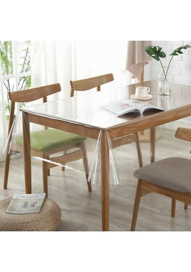 Düz Desensiz Şeffaf İnce Masa Örtüsü Yuvarlak-Kare-Dikdörtgen