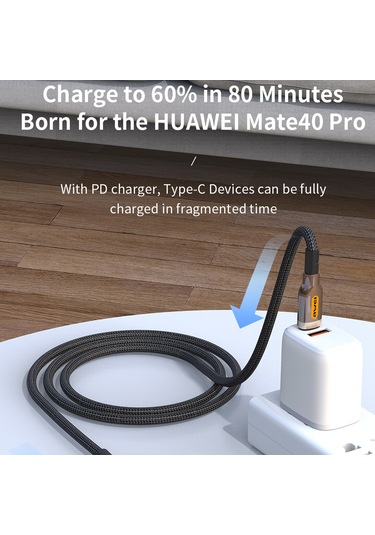 Awei Cl-125t Tip-c / Usb-c Tip-c / Usb-c Hızlı Şarj Veri Kablosu, Uzunluk: 1m Siyah