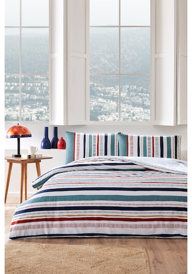 Floretta Tracejada Çift Kişilik Nevresim Takımı MAVI