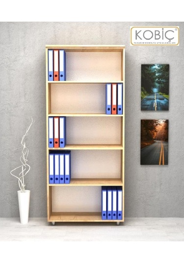 Kobiç Ofis Dosya Dolabı Raflı Suntalam Dolap 70x35x185 Cm Meşe Meşe