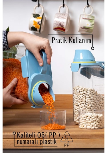 Contalı Sızdırmaz Erzak Saklama Kabı / 1800 Ml / Mavi - Tekli Mavi