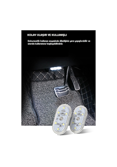 Dokunmatik Sensörlü Mini 6 Led Torpido Lambası Taşınabilir USB Şarjlı Mıknatıslı