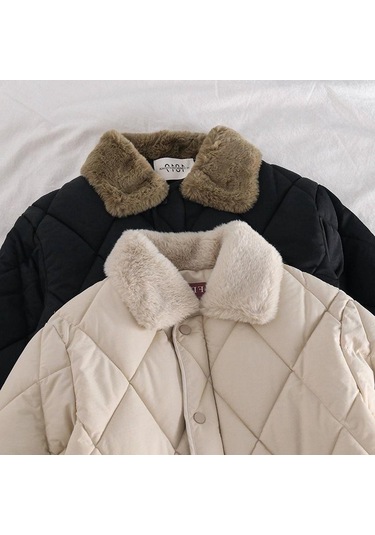 Kadın Elmas Desenli Polar Ceket Beyaz