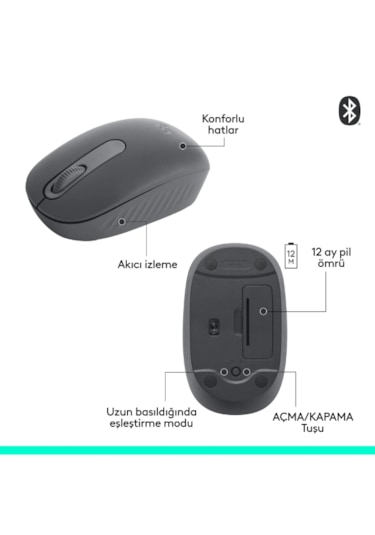Logitech M196 Bluetooth Kablosuz Mouse Ve Nero 15.6 İnç Notebook