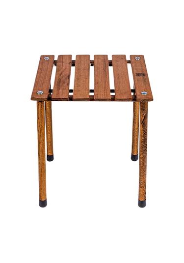 Bag The Joy 40 x 40 x 40 CM Ahşap Katlanır Kamp Masası - Kahverengi