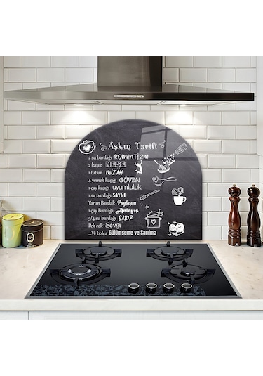 Decorita Cam Ocak Arkası Koruyucu | Oval Şekilli | Aşkın Tarifi