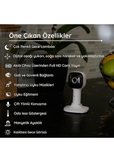 Hubble Nursery Pal Cloud 5" HD  Wi -Fi Dijital Bebek Kamerası + Gece Lambası  