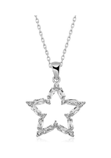 925 Ayar Gümüş Baget Taşlı Yıldız Kolye