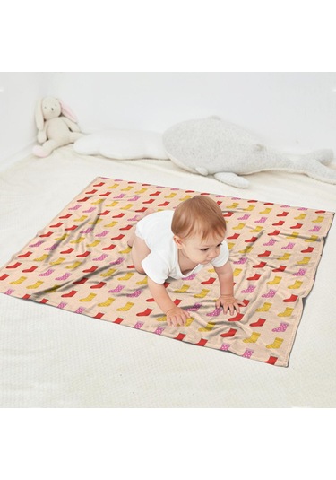 Noel Desenli Bebek Battaniyesi 40x30 İnç, Polar, Yumuşak, Hafif Ve Kalın Noel Çorap Renkli