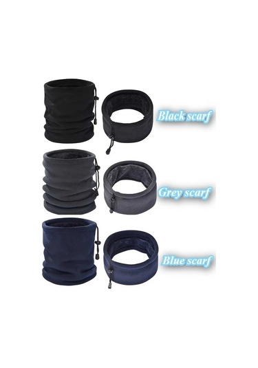 Willowhaven 3 Parça Siyah Kalın Atkı, Rüzgar Geçirmez Yumuşak Boyunluk, Unisex Siyah