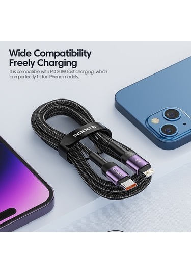 Prestigegoods Toocki Pd 20w Usb C Kablosu İphone 14 13 12 11 Pro Max 8 7 Plus Uyumlu Hızlı Şarj Telefon Şarj Ve Veri Kablosu