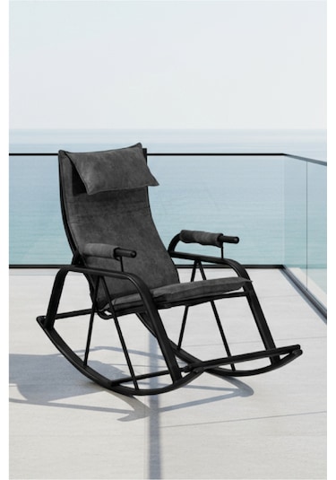 Lumis Garden Relax Sallanan Sandalye, Metal Ayaklı Tv Koltuğu, Sallanan Tekli Koltuk Gri