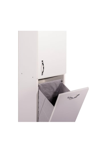 Nesse Kirli Çamaşır Sepetli Çok Amaçlı Banyo Dolabı Beyaz