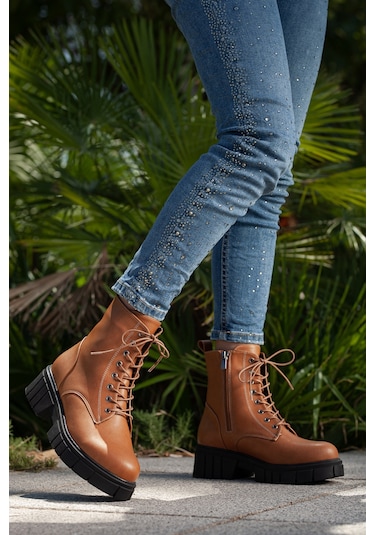 D099 Kadın Bot&bootie Postal Bot Taba