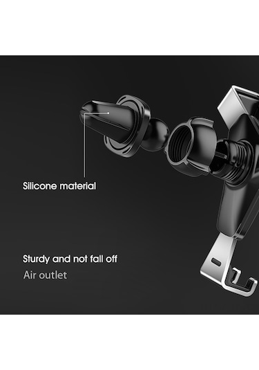 Samdoo Y-şekilli Otomobil Telefon Tutucusu, 360 Derece Döner, Ağırlıklı Metal Alüminyum, Klima Vanası Montajı, Siyah/gümüş/altın GÜMÜŞ