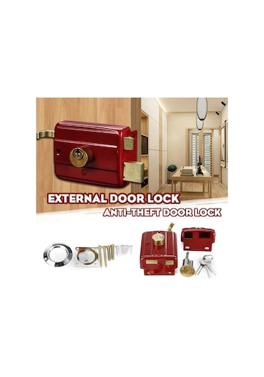 Kapalı Güçlü Profesyonel Kapı Kilidi Ağır Hizmet Anti Hırsızlık Ev Güvenlik Aksesuarı Yatak Odası Kırmızı Kolay