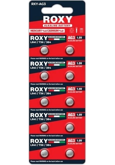 Ayt Roxy Rxy-ag3 Lr41 736 384 Alkalin Pil 10 Lu Paket Düğme Pil 1.5 Volt