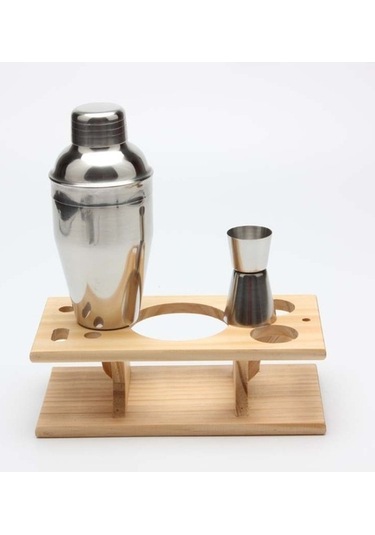 Dancemonkey Ahşap Montajlı 9'u 1 Arada Süper Tasarım Paslanmaz Çelik Kokteyl Çalkalayıcı 350ml