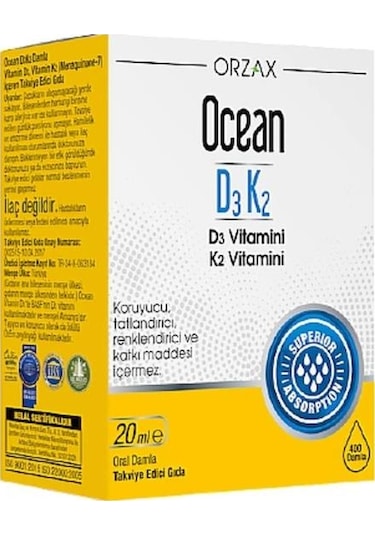 Ocean D3K2 Damla Takviye Edici Gıda 20 ML