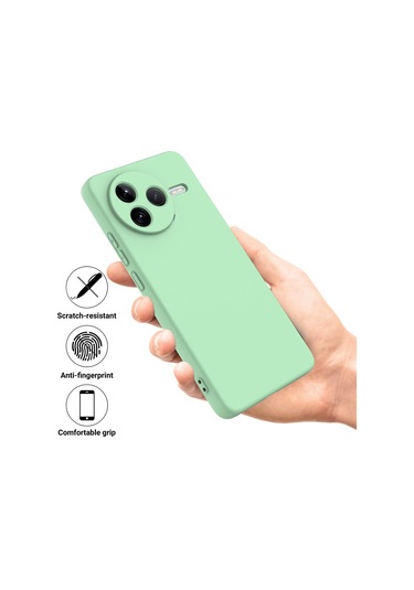 Xiaomi Poco F7 Pro İçin Düz Renk Sıvı Silikon Damlamaz Tam Kapsama Telefon Kılıfı Yeşil