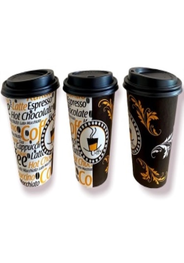 12 oz Siyah Beyaz Kapaklı Latte  Frappe Kahve Karton Bardak 100
