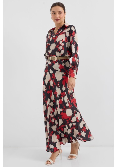 Bigdart 8018 Desenli Saten İkili Takım - Bej 001