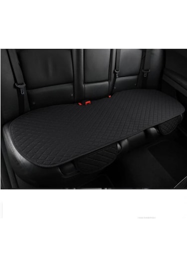 Tüm Araçlar Uyumlu Kumaş Ön Ve Arka Takım Araba Koltuk Minderi 3 Parça Krem - Siyah