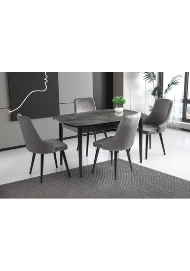 1016 Mdf Mutfak Masa Takımı Siyah