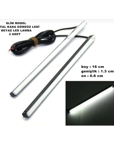 Point Gündüz Led İnce Model Slim Metal Kasa Beyaz Işık 21 Led Gündüz Ledi 16cmx1,3cmx0.6 Cm 2 Adet 2 Adet Beyaz