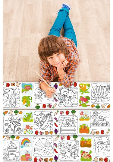 Doğa Temalı Bebek Ve Çocuk Için Örnek Resimli 3,75 Metre Rulo Boyama Kağıdıı Karışık