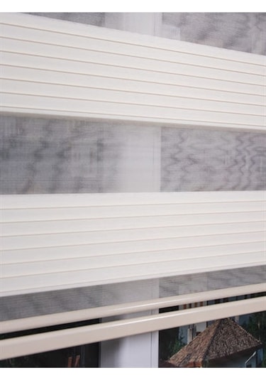 Narinlife Krem Geniş Plise Zebra Stor Güneşlik Perde