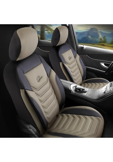 Panda Florida Serisi Pike Kumaş Oto Koltuk Kılıfı Bej - Siyah