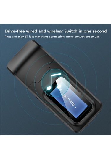 Symbee Bt5.0 Çift Fonksiyonlu Bluetooth Adaptörü - Transmitter/receiver, 3.5mm Aux, Lcd Ekranlı, Tv/pc Uyumlu Usb Ses Adaptörü