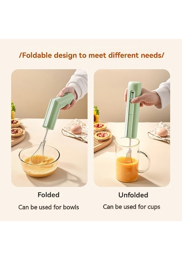 Katlanır Taşınabilir Elektrikli Yiyecek Mikseri Usb Şarj Elektrikli El Mikseri Yumurta Çırpıcı Ev Mutfak Aletleri Açık Yeşil Açık Yeşil