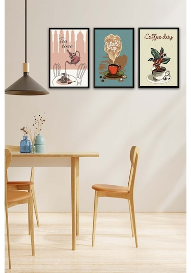 No77decor 3 Parça Mutfak Ve Cafe'ler Için Mdf Tablo Seti