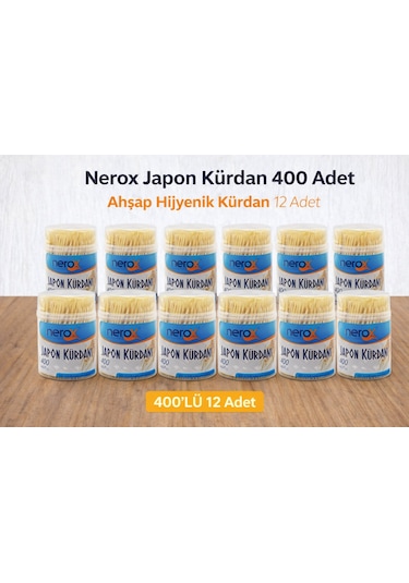 Nerox Japon Kürdan 400 Adet Ahşap Hijyenik Kürdan 12 Adet