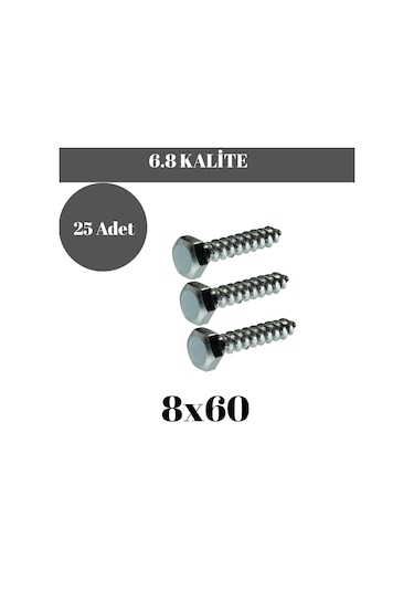 Trifon Vida 8x60 Mm Altı Köşe Anahtar Başlı Vida 25'li Paket 8 x 60 MM