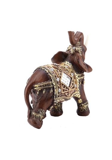 Kangvka Feng Shui Mu Desenli Fil Heykeli: Şans Ve Servet Getiren Reçine Dekoratif Sanat Eseri Orta Boy