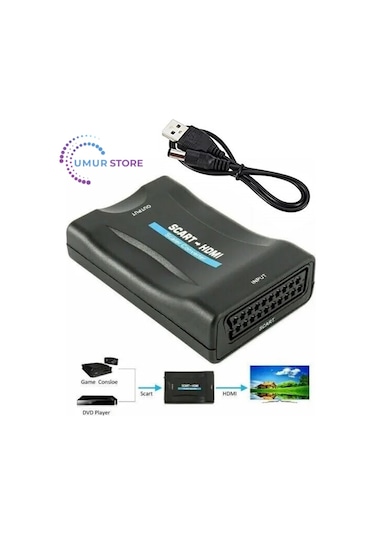 Scart To Hdmı Av Video Tv Dönüştürücü Çevirici Adaptör Converter