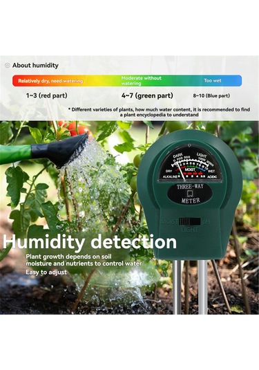 Dofolink St-01 Bahçe Toprak Test Cihazı - Ph Değeri, Nem Ve Işık Seviyesi Ölçer Pil Gereksiz