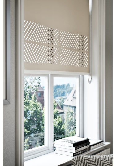 Lazer Kesim Mat Stor Perde, Lazer Kesimli Klasik Serisi, C-2003 Açık Kahverengi Açık Kahverengi