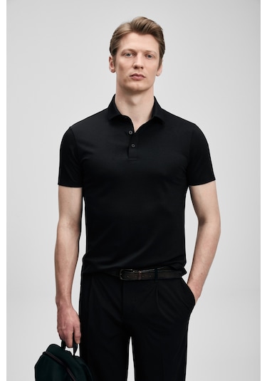 Lufian Jaxon Hi- Tech Performance Dikişsiz Polo Tişört Siyah 111040241100100