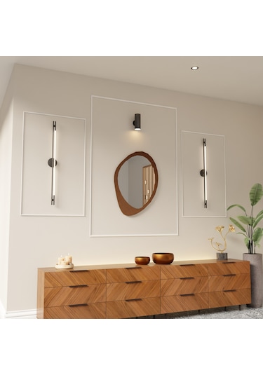 Asimetrik Dekoratif Pleksi Aynalı Duvar Dekoru Kahverengi