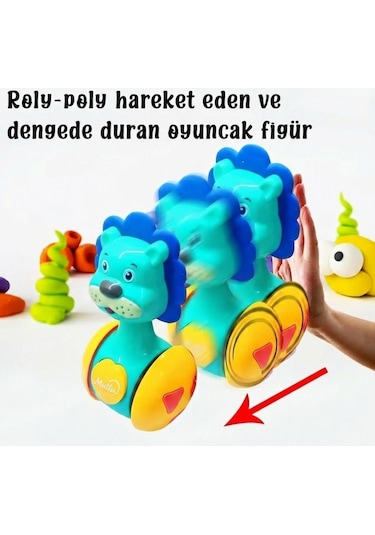 Sevimli Aslan Hacıyatmaz Oyuncak Sarı - Sesli Ve Çıngıraklı Sallanan Bebek Denge Oyuncağı