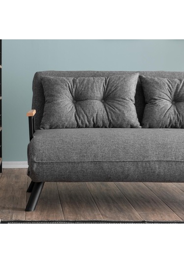 Pafu Sando İkili Keten Katlanır Yataklı Koltuk Gri Açık Gri