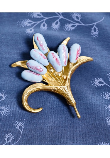 Yargıcı Çiçek Formlu Mineli Broş 25kkbj8020x 630 Gold