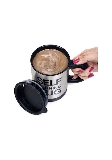 Kişiye Özel Kendini Karıştıran Mikser Kupa Termos Bardak Siyah -